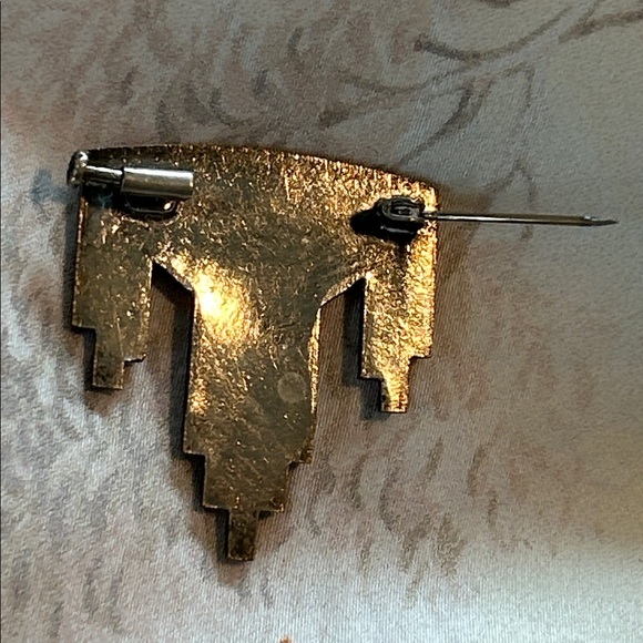 Pierre Bex of Paris Art Deco Crystal Rhinestones & Enamel Brooch Hanging Kimono - Picture 7 of 14